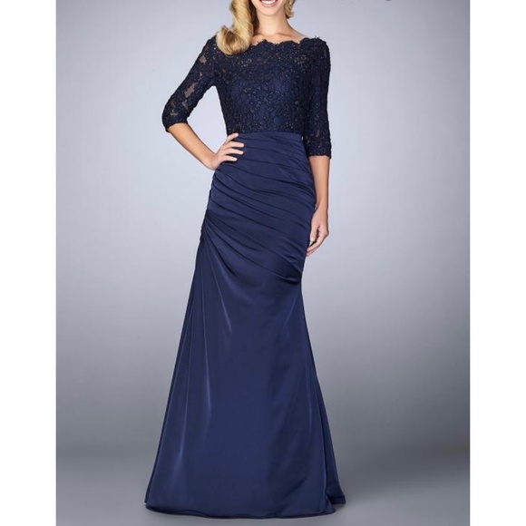La Femme 24926 Sparkle Lace Bodice Trumpet Gown - Picture 5 of 11